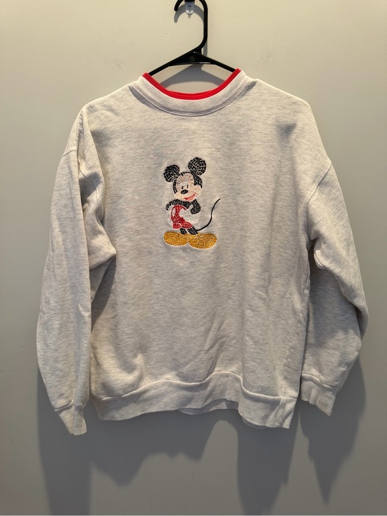 Disney Sweaters - Disney Vintage White Crewneck Sweatshirt with Embroidered Mickey